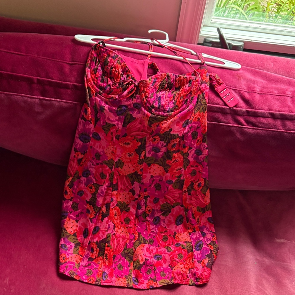 For Love And Lemons Pink Floral Mini Dress